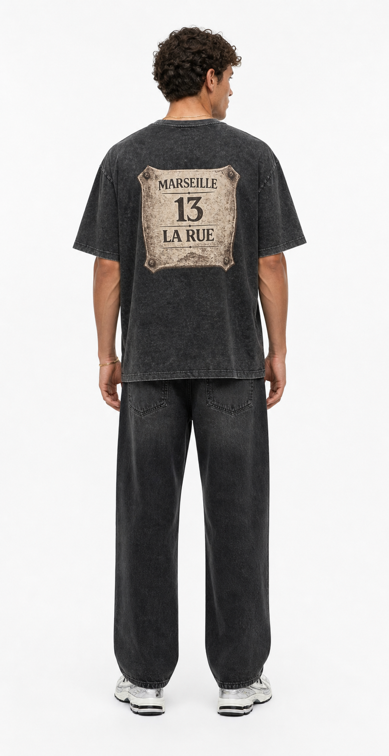 Marseille Washed Oversized T-Shirt Black