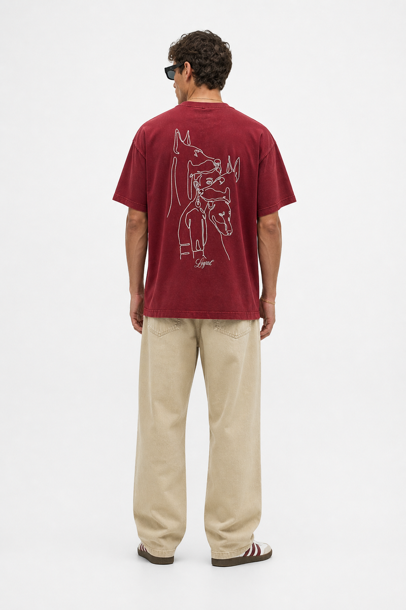 Loyal Washed Oversized T-Shirt Burgundy