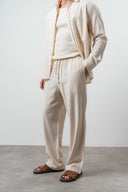 R Embroidered Baggy Sweatpant Beige