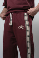 R Striped Regular Fit Tracksuit Burgundy