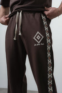 FFB Ethnic Striped Regular Fit Tracksuit Brown