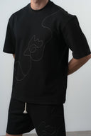 Embroidered Regular Fit Set Black
