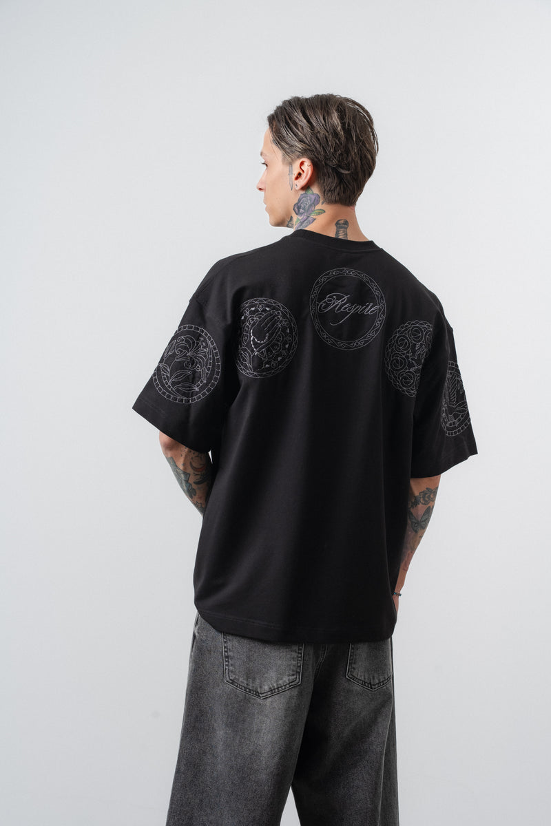 Rosette Oversized T-Shirt Black
