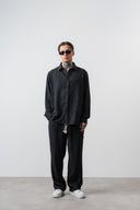 R Embroidered Oversized Tracksuit Black