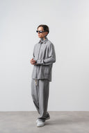 R Embroidered Oversized Tracksuit Gray