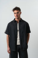 Denim Shortsleeve Oversized Shirt Black