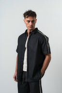 Denim Shortsleeve Oversized Shirt Black