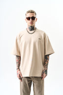 Respire Injection Printed Oversized T-Shirt Beige