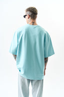 Respire Injection Printed Oversized T-Shirt Baby Blue