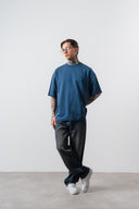 Respire Injection Printed Oversized T-Shirt Navy Blue