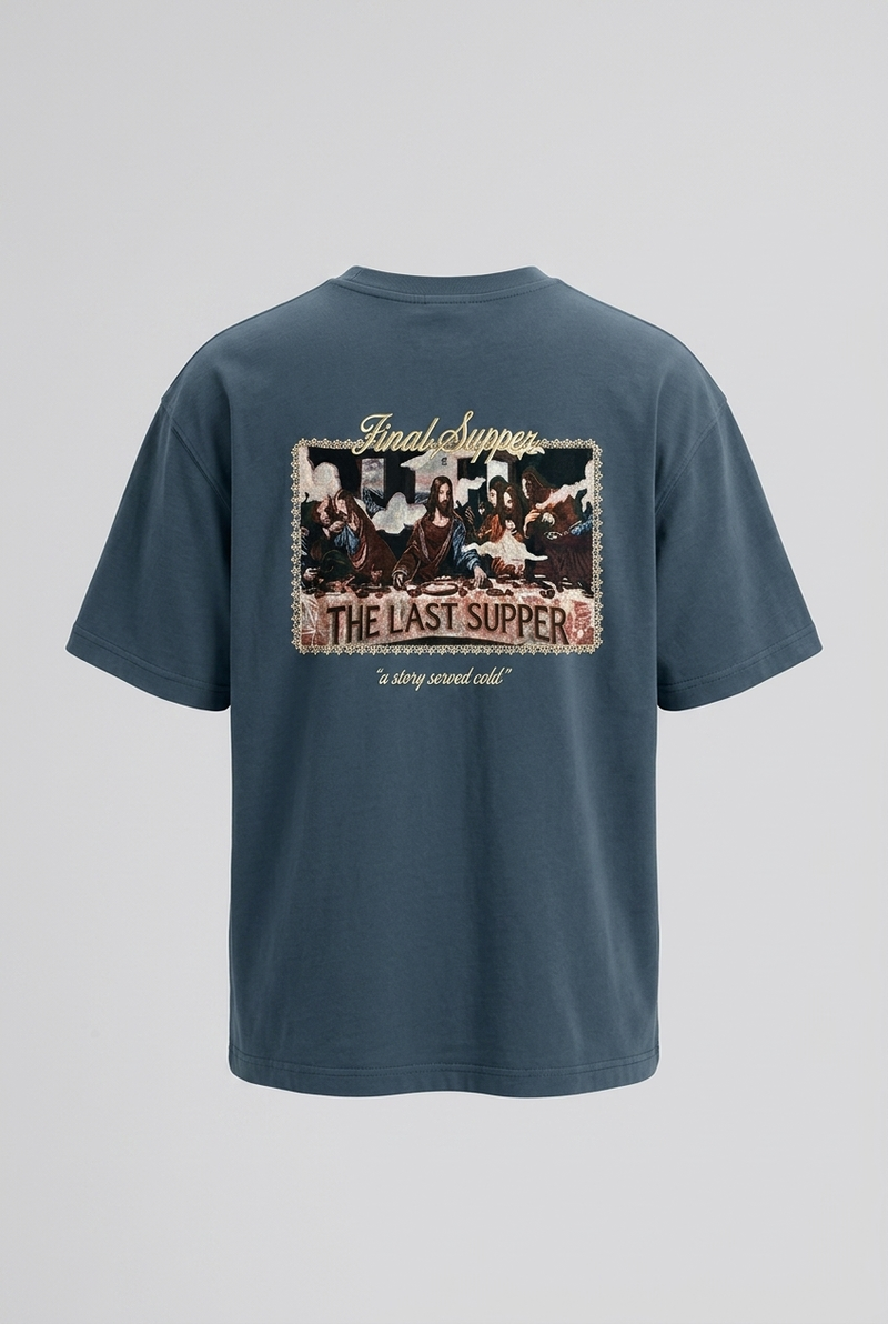 Final Supper Oversized T-Shirt Petrol Blue