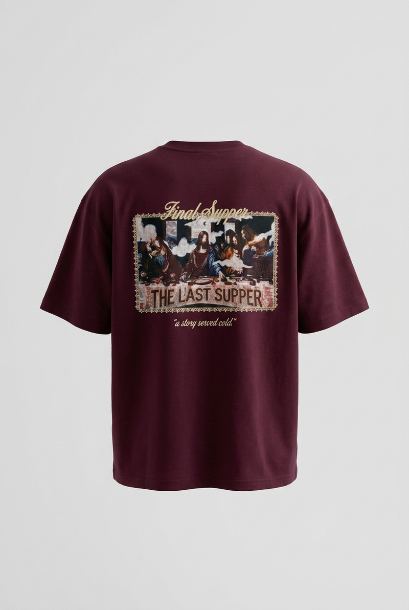 Final Supper Oversized T-Shirt Burgundy